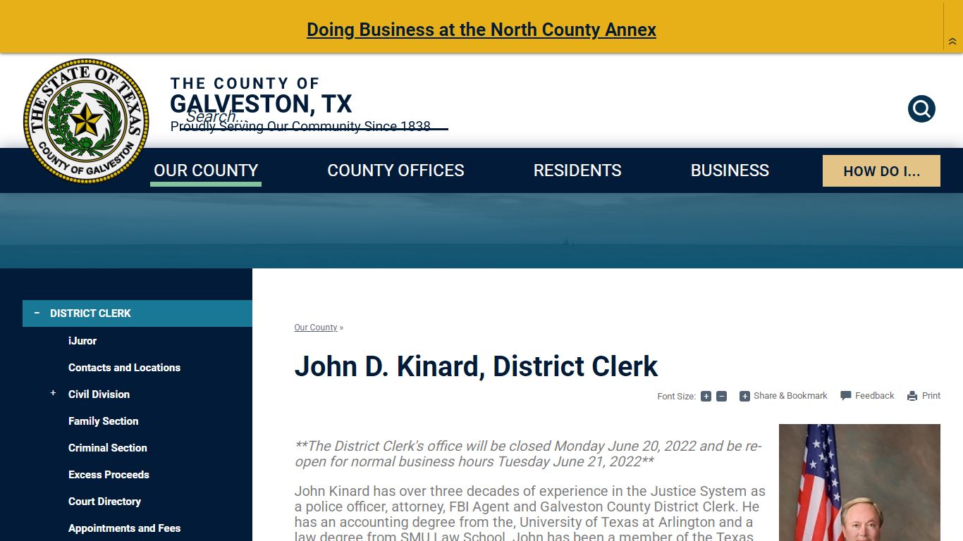 John D. Kinard, District Clerk | Galveston County, TX