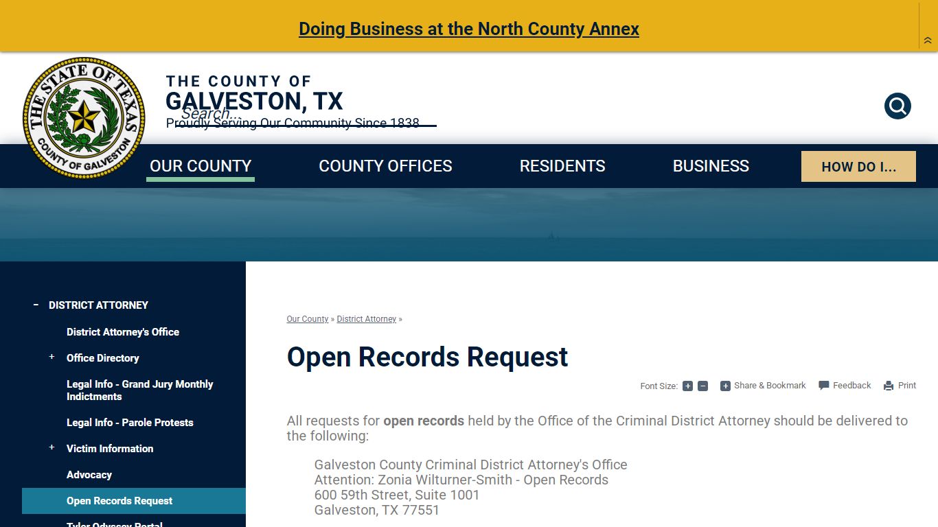 Open Records Request | Galveston County, TX