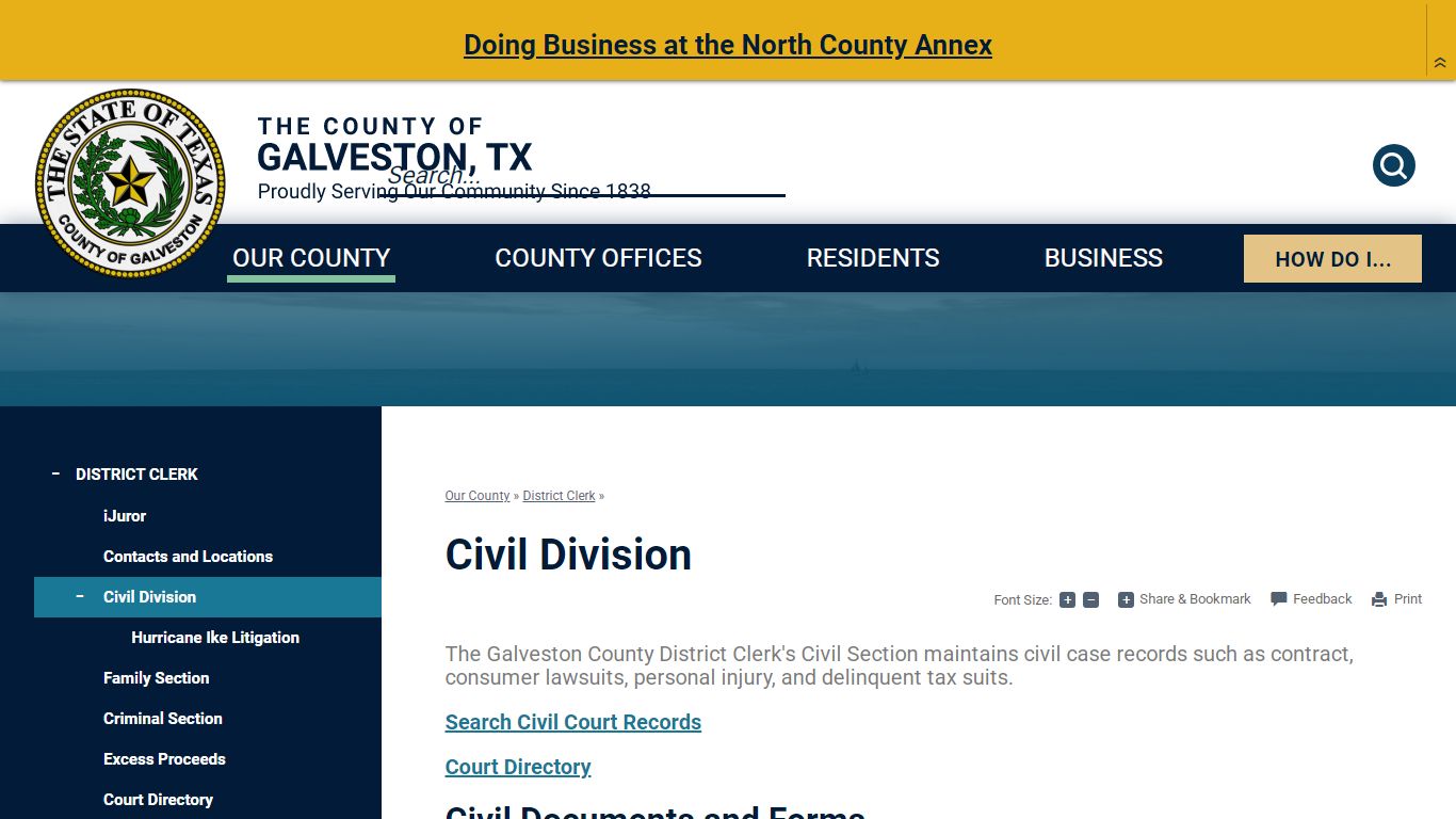 Civil Division | Galveston County, TX