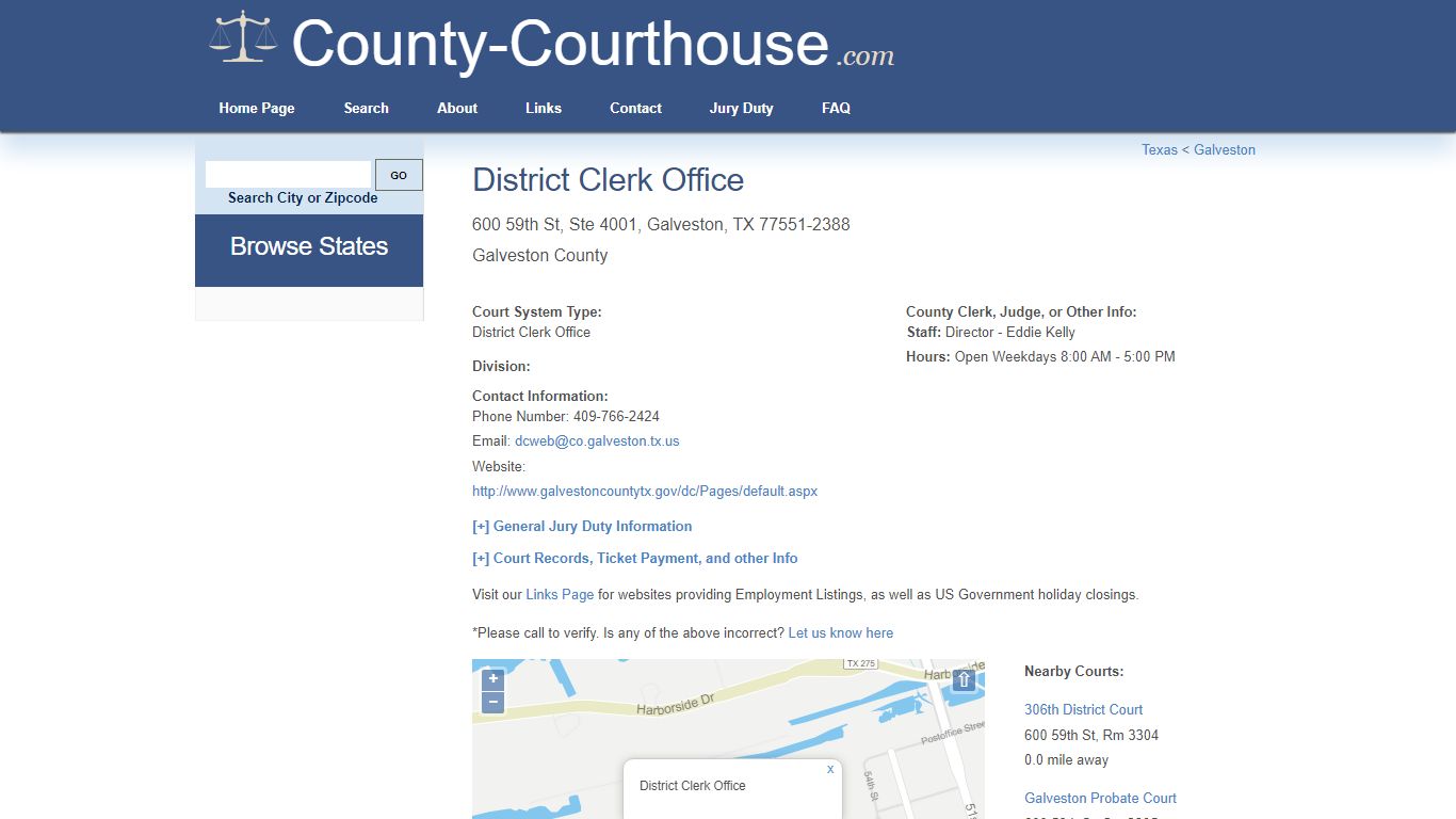 District Clerk Office in Galveston, TX - Court Information